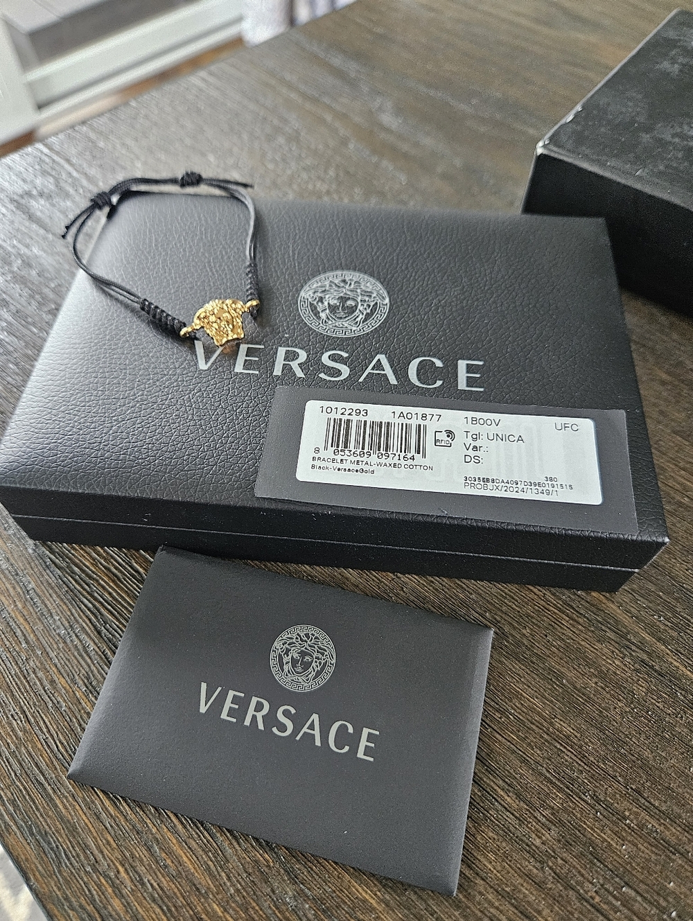 Versace Medusa Black And Gold Adjustable Bracelet - Picture 3 of 6